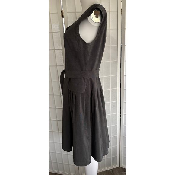 Calvin Klein Womens Grey White Checked Sleeveless A-Line Dress with Belt Size 10 - Picture 6 of 10